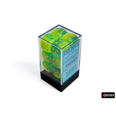 Chessex Dice: Gemini Plasma Green-Teal/Orange 12D6