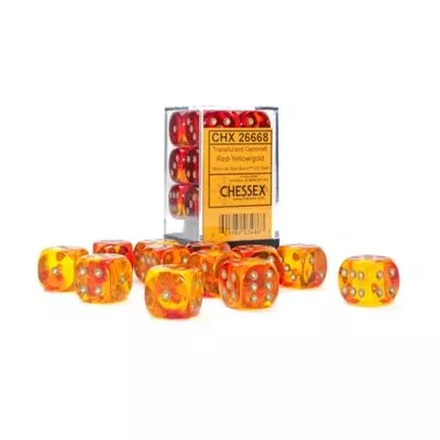 Chessex Dice: Gemini Translucent Red-Yellow/Gold 12D6