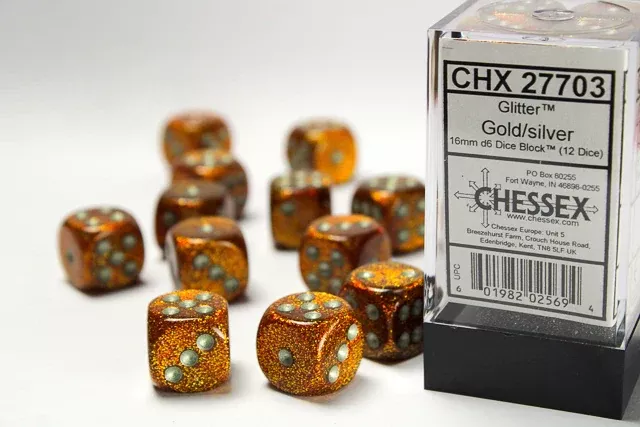 Chessex Dice: Glitter Gold/Silver 12D6