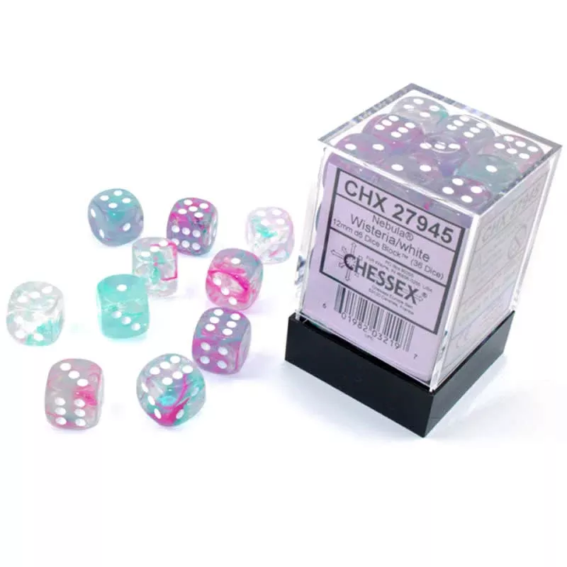 Chessex Dice: Nebula Wisteria/White 36D6