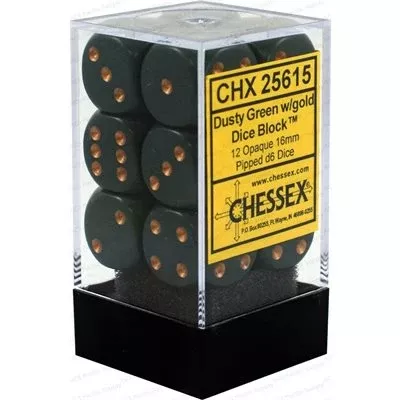 Chessex Dice: Opaque Dusty Green/Copper 12D6