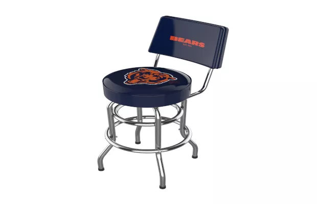 Chicago Bears Chrome Barstool With Back For Sale – Game Room Gorilla