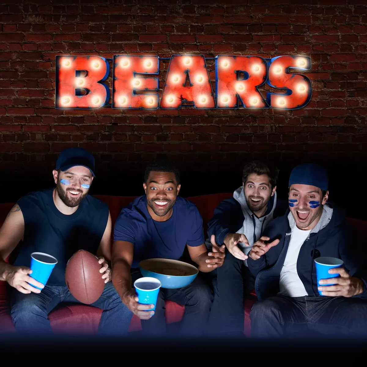 Chicago Bears Lighted Recycled Metal Sign