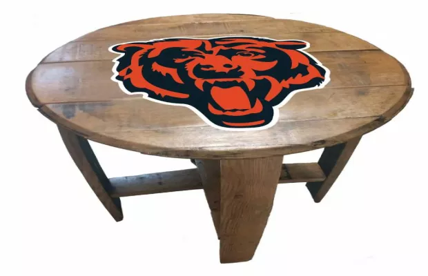 Chicago Bears Oak Barrel Table For Sale – Game Room Gorilla
