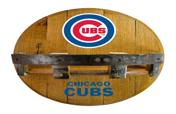 Chicago Cubs Oak Bar Shelf For Sale – Game Room Gorilla