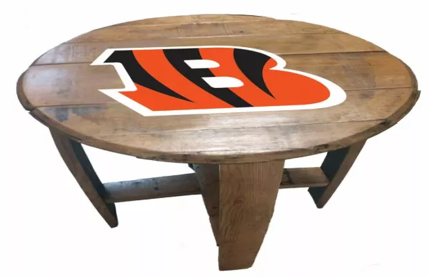Cincinnati Bengals Oak Barrel Table For Sale – Game Room Gorilla