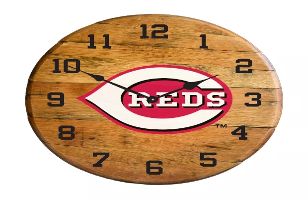 Cincinnati Reds Oak Barrel Clock For Sale – Game Room Gorilla