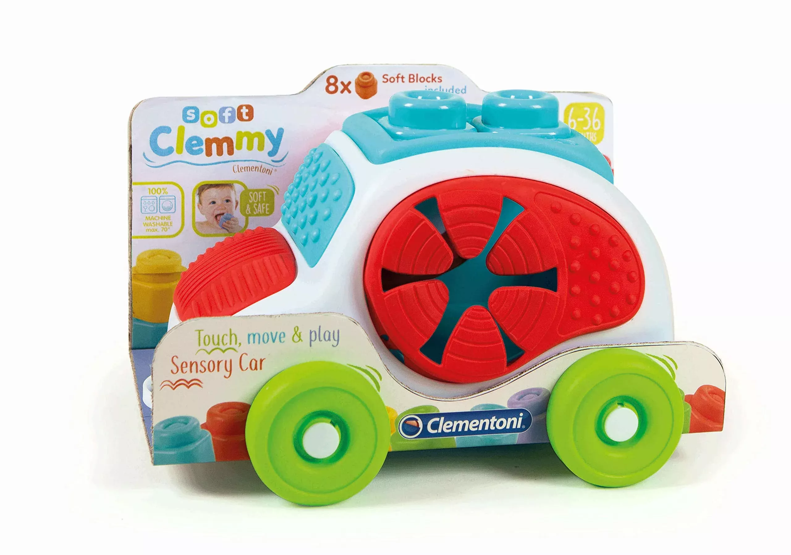 Clementoni Sensory Machine Car with 8 Clemmy Blocks, One Size