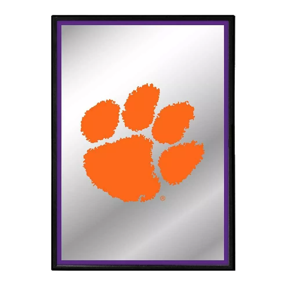 Clemson Tigers: Paw Print - Framed Mirrored Wall Sign