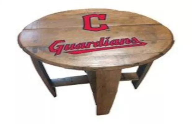 Cleveland Guardians Oak Barrel Table For Sale – Game Room Gorilla