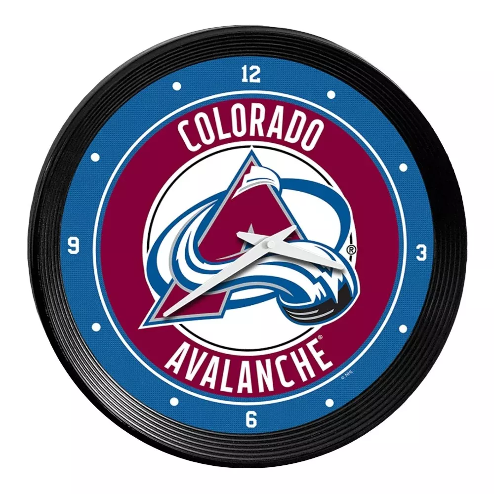 Colorado Avalanche: Ribbed Frame Wall Clock