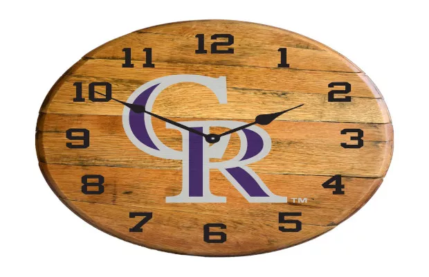 Colorado Rockies Oak Barrel Clock For Sale – Game Room Gorilla