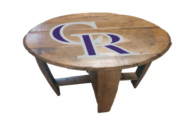 Colorado Rockies Oak Barrel Table For Sale – Game Room Gorilla