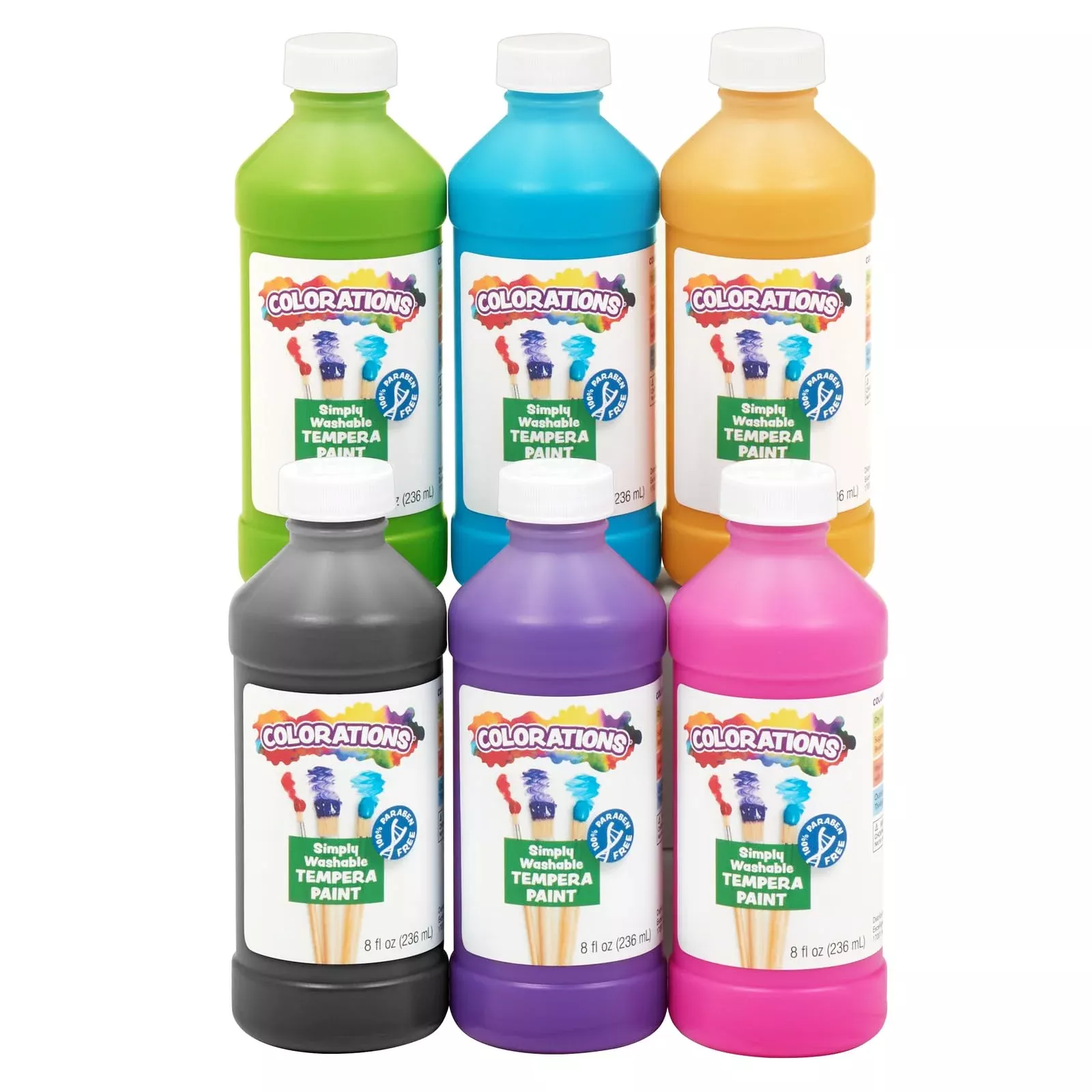 Colorations Washable Paint 6 Pack, 48 Fl Oz, Tropical Colors