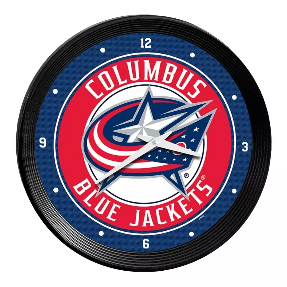Columbus Blue Jackets: Ribbed Frame Wall Clock