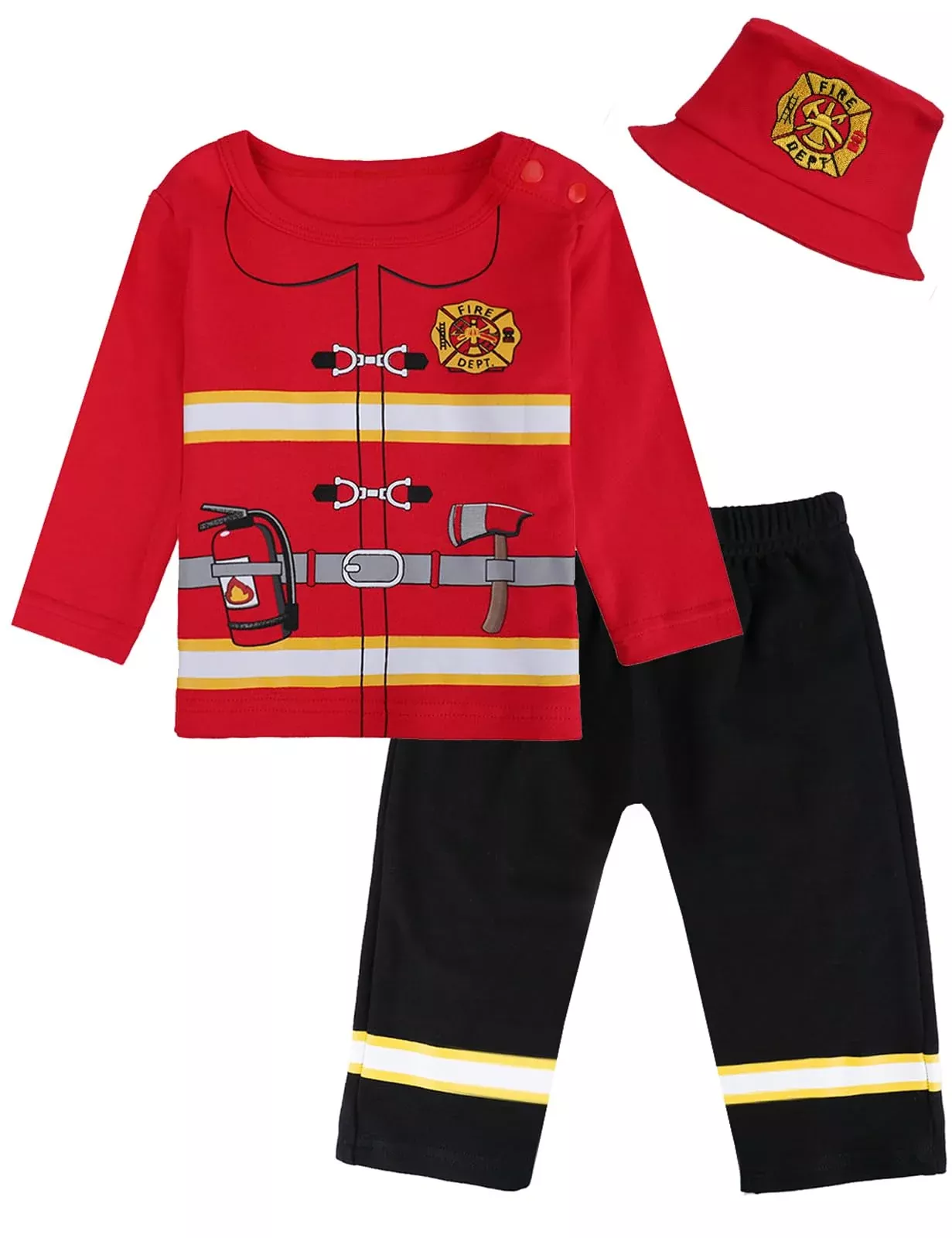 COSLAND Firefighter Costume for Toddler Boys, 2T, Breathable Fabric