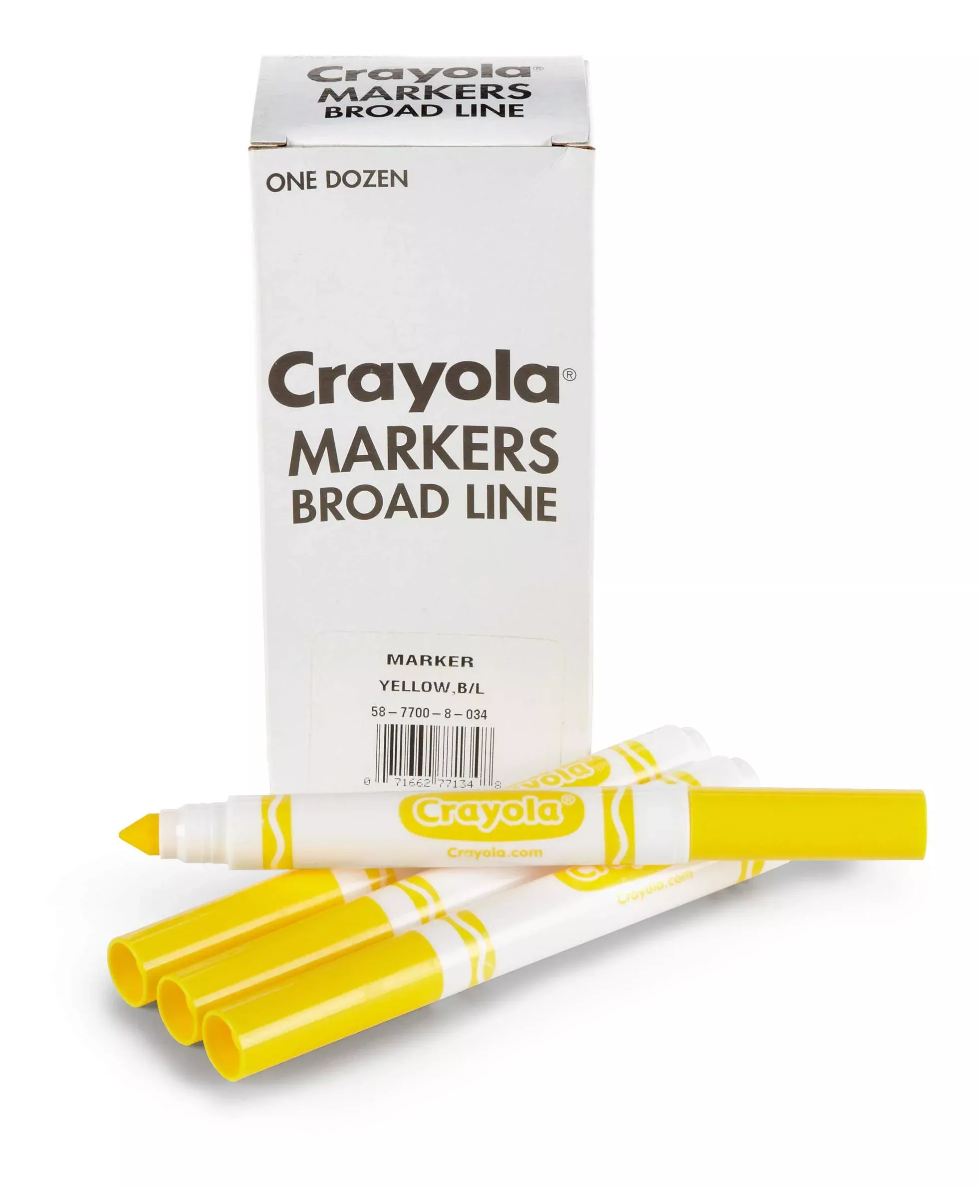 Crayola Broad Line Markers, Yellow, 12 Count, Safe for Ages 3