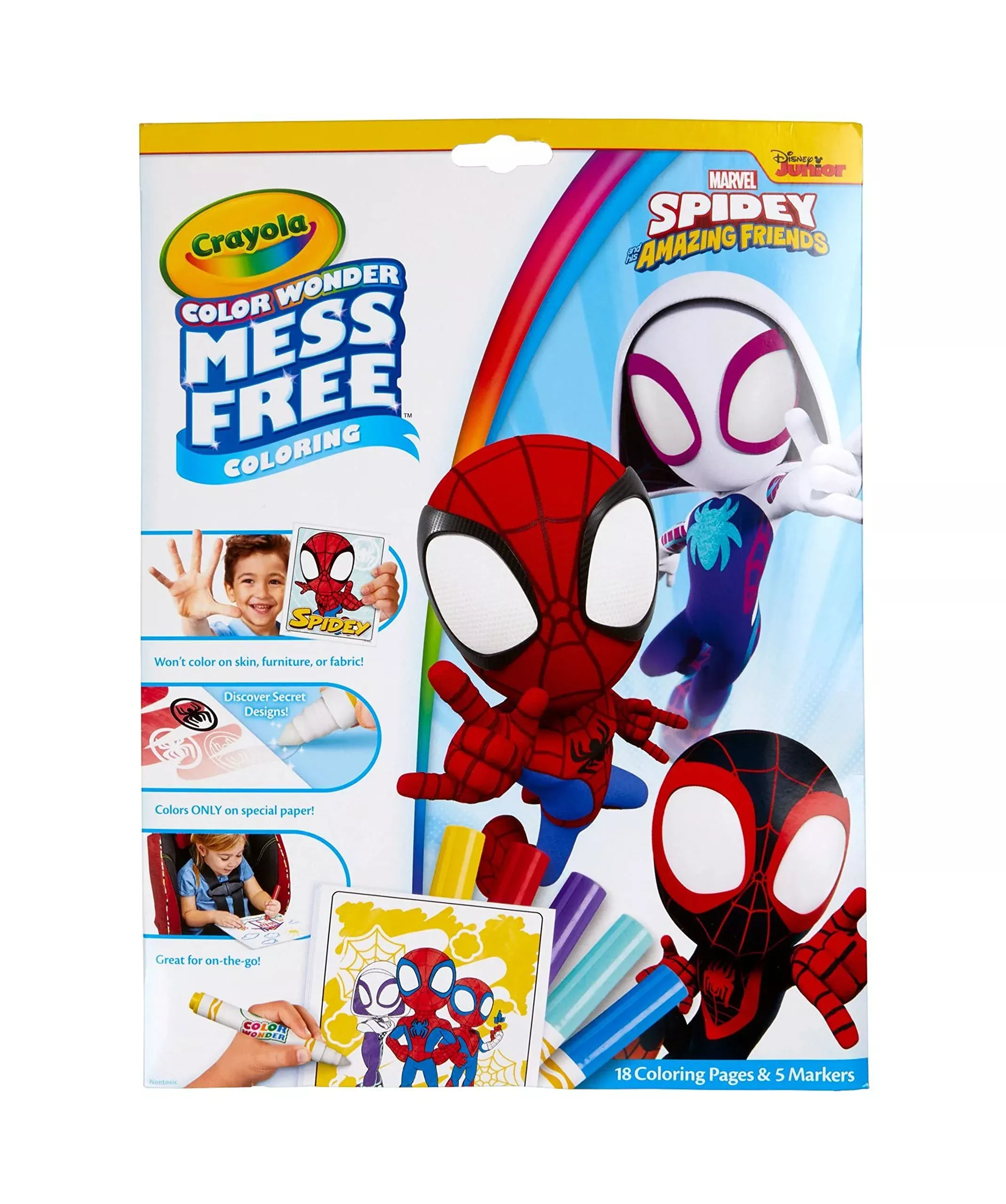 Crayola Color Wonder Spidey Coloring Set, 18 Pages, 5 Markers