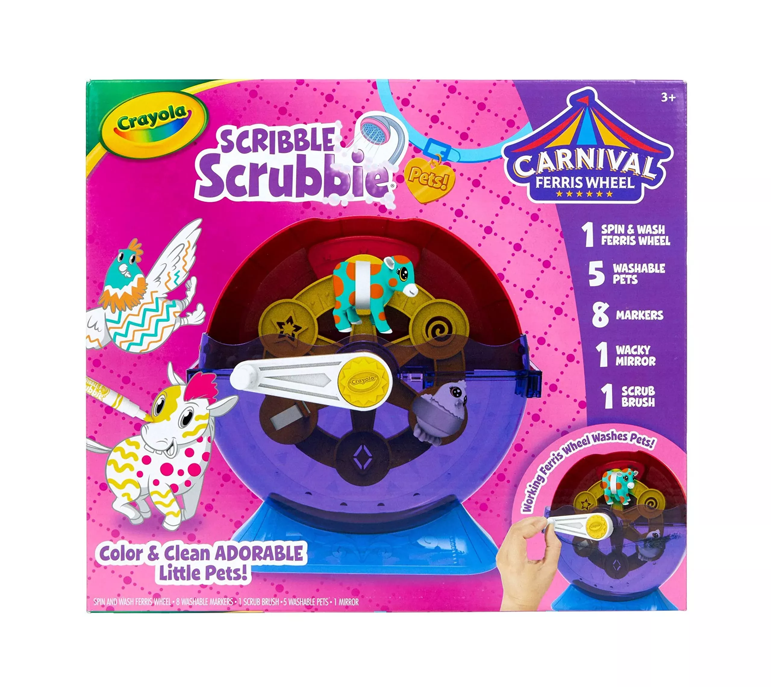Crayola Scribble Scrubbie Spin & Wash Playset, Multicolored,