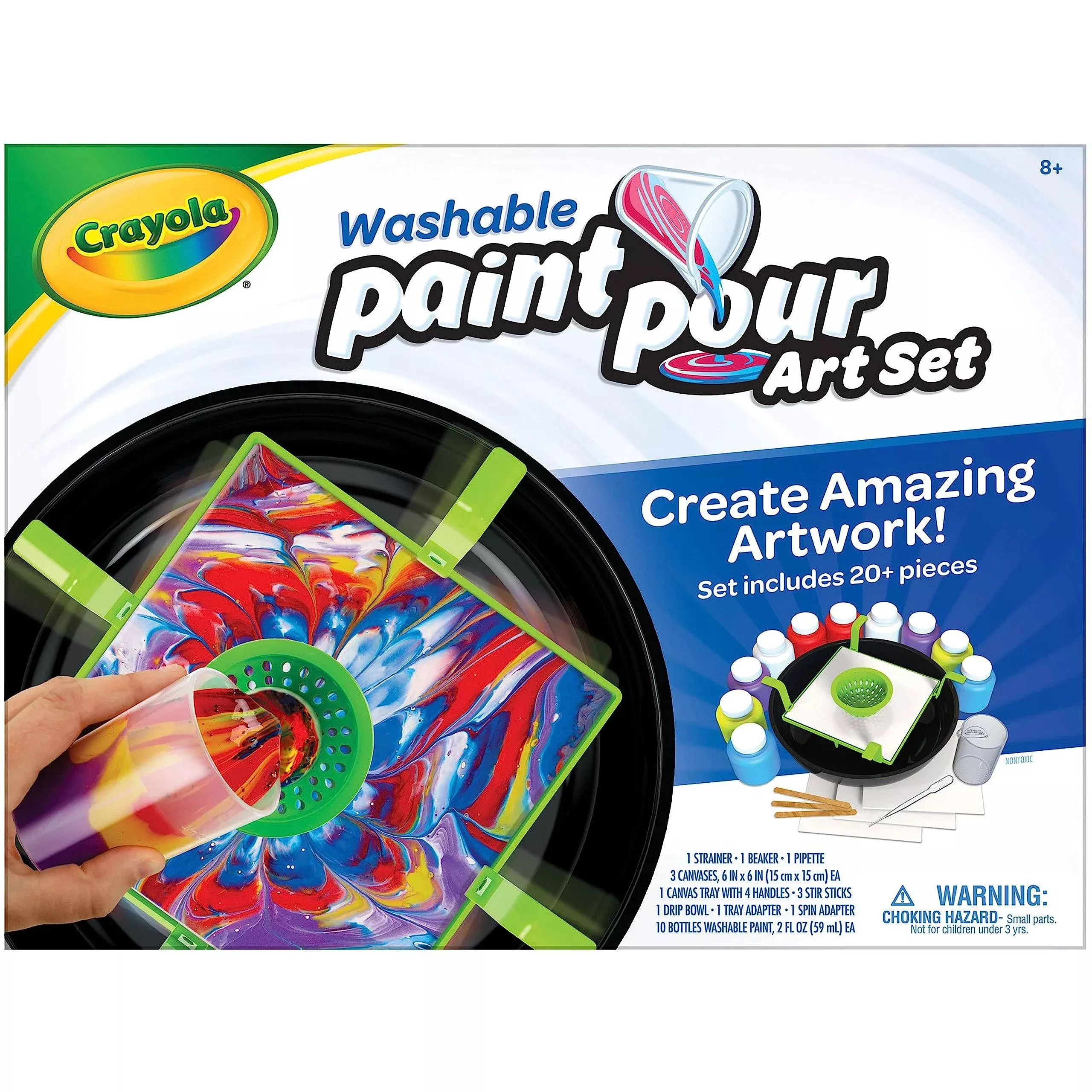 Crayola Washable Paint Pour Art Set, Multicolor, 10 Paints,