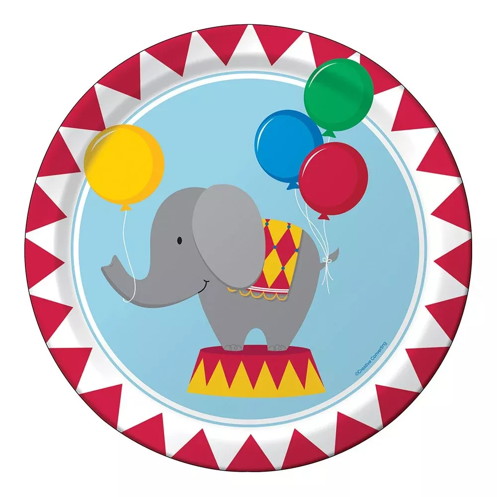 Creative Converting Circus Paper Plates, 8.75", Circus Time, 8 Pack