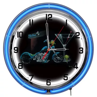 Custom Martini Michael Godard Neon Clock For Sale – Game Room Gorilla