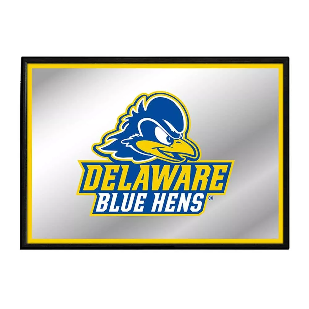 Delaware Blue Hens: Framed Mirrored Wall Sign