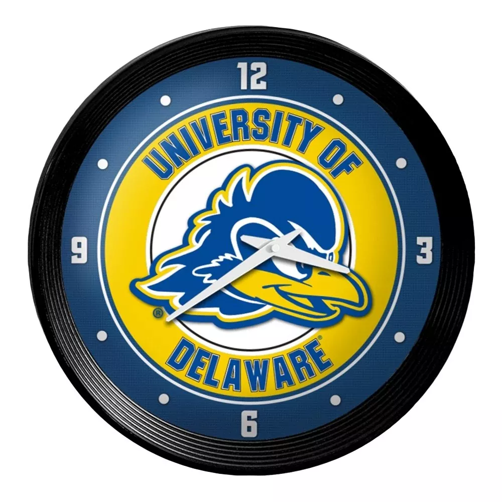 Delaware Blue Hens: Ribbed Frame Wall Clock