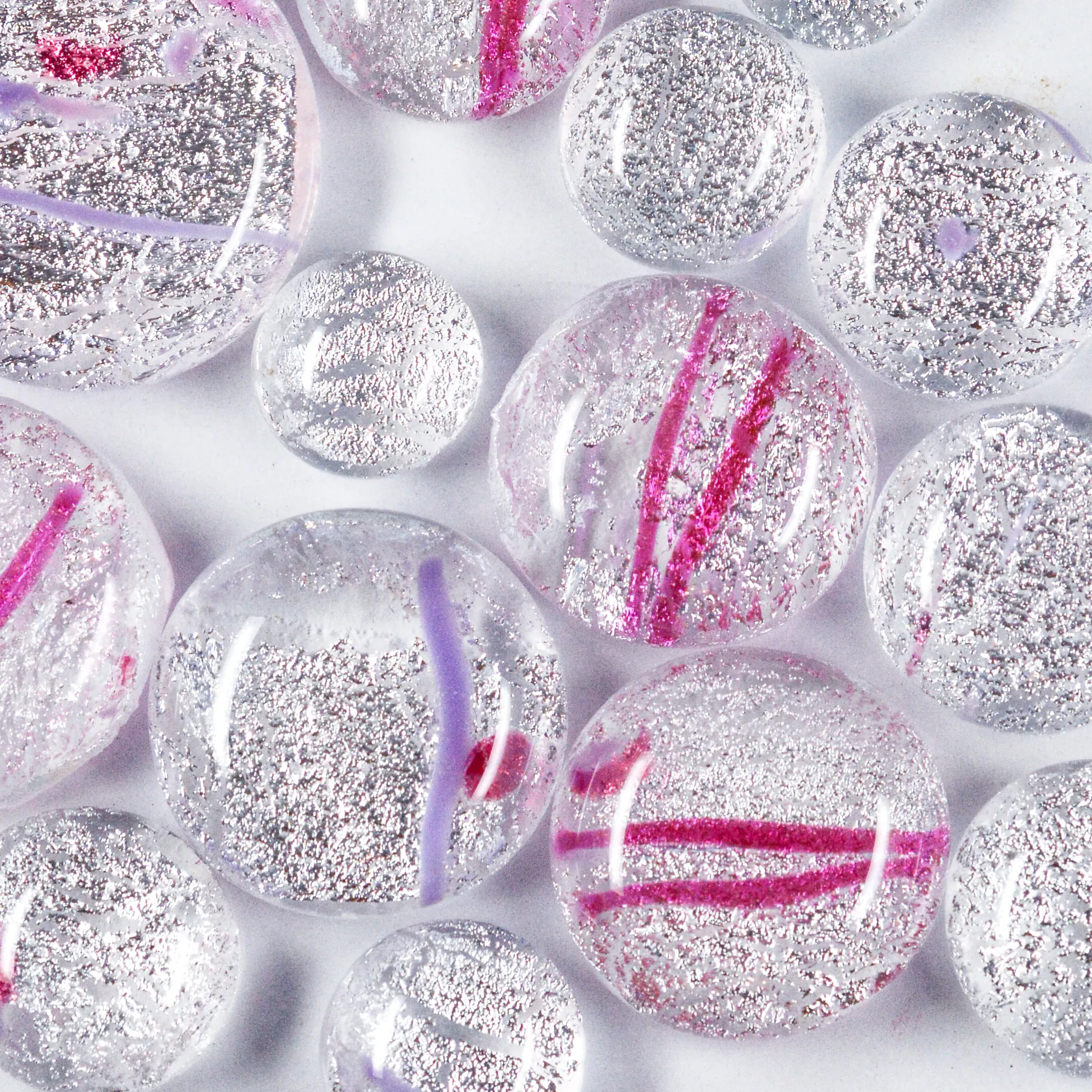 Dichroic Frit Balls - Silver with Pink and Violet
