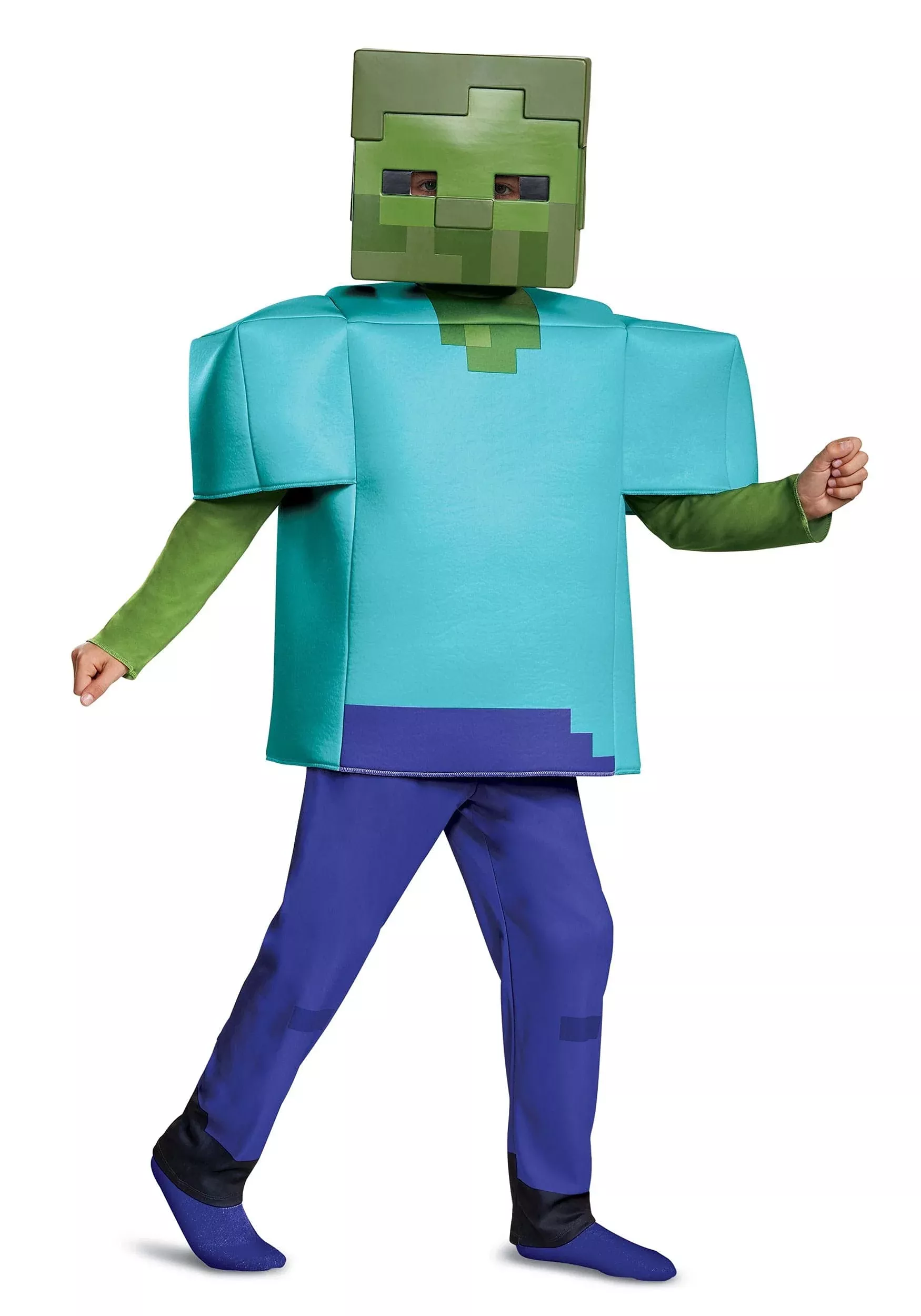 Disguise Minecraft Zombie Costume for Kids, Green, Size 4-6