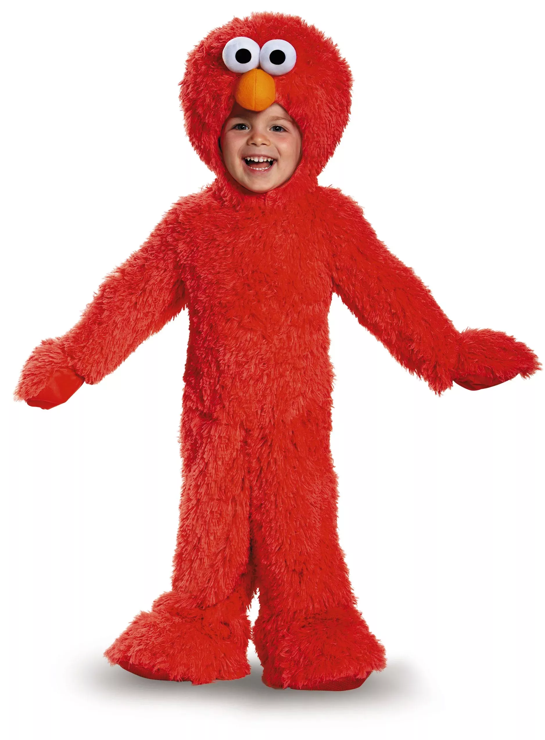 Disguise Plush Jumpsuit Costume, Small (2T), Red, Includes Headpiece
