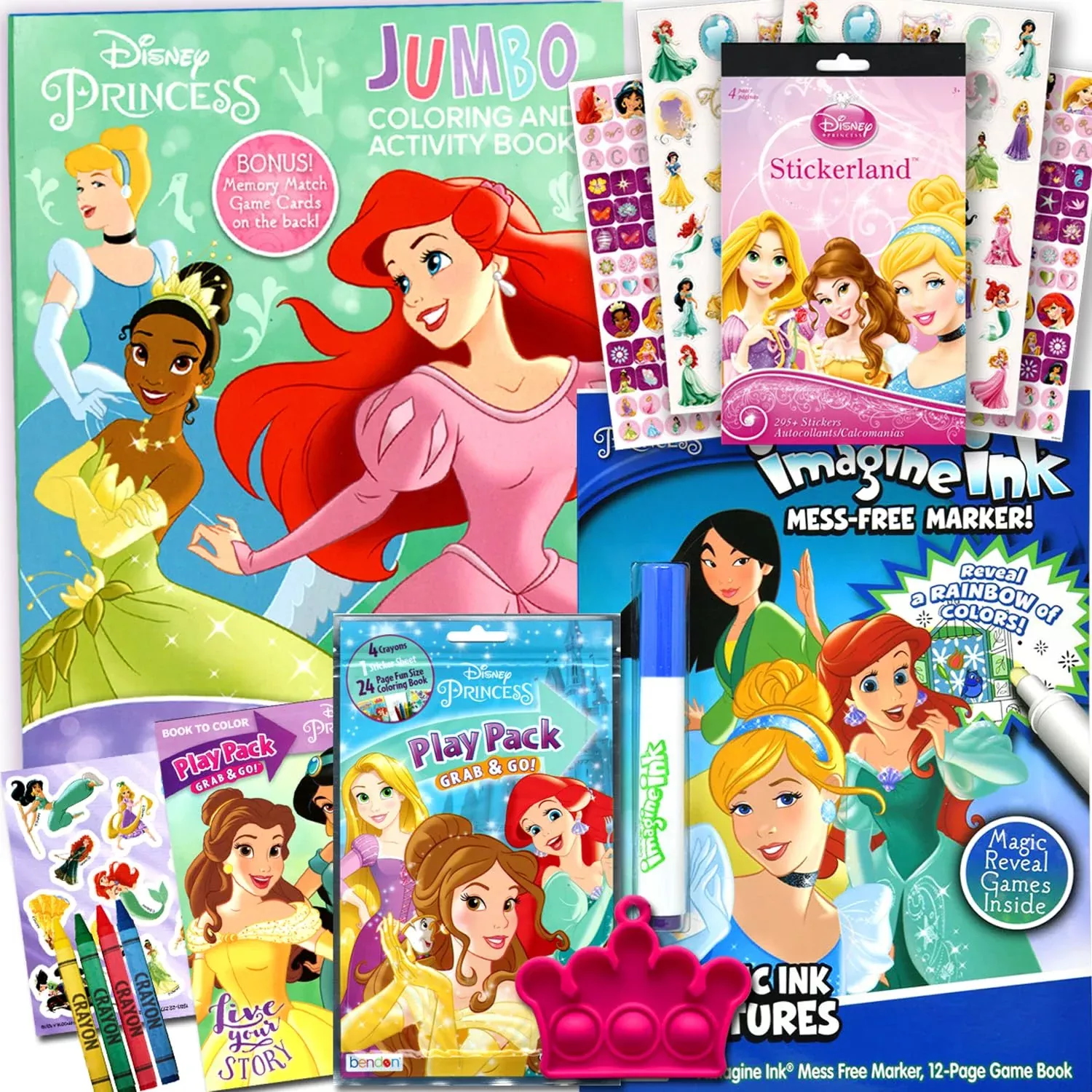 Disney Princess Coloring And Activity Book Bundle With Imagine Ink Coloring Book, Stickers And More