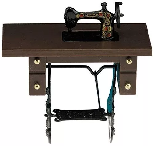 Dollhouse Miniature Sewing Machine on Walnut Stand 1:12 Scale Small