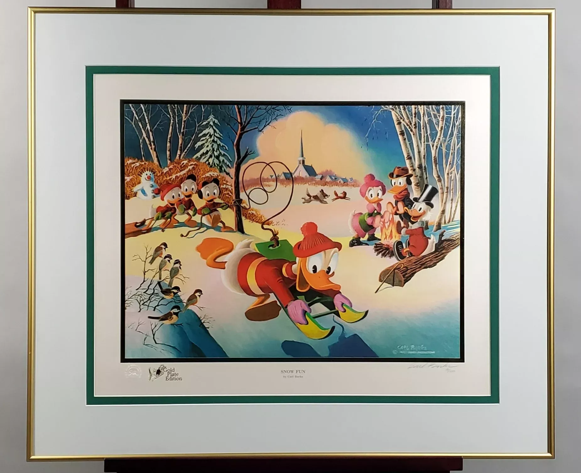Donald Duck and Uncle Scrooge Snow Fun Carl Barks Signed Gold Plate Ed