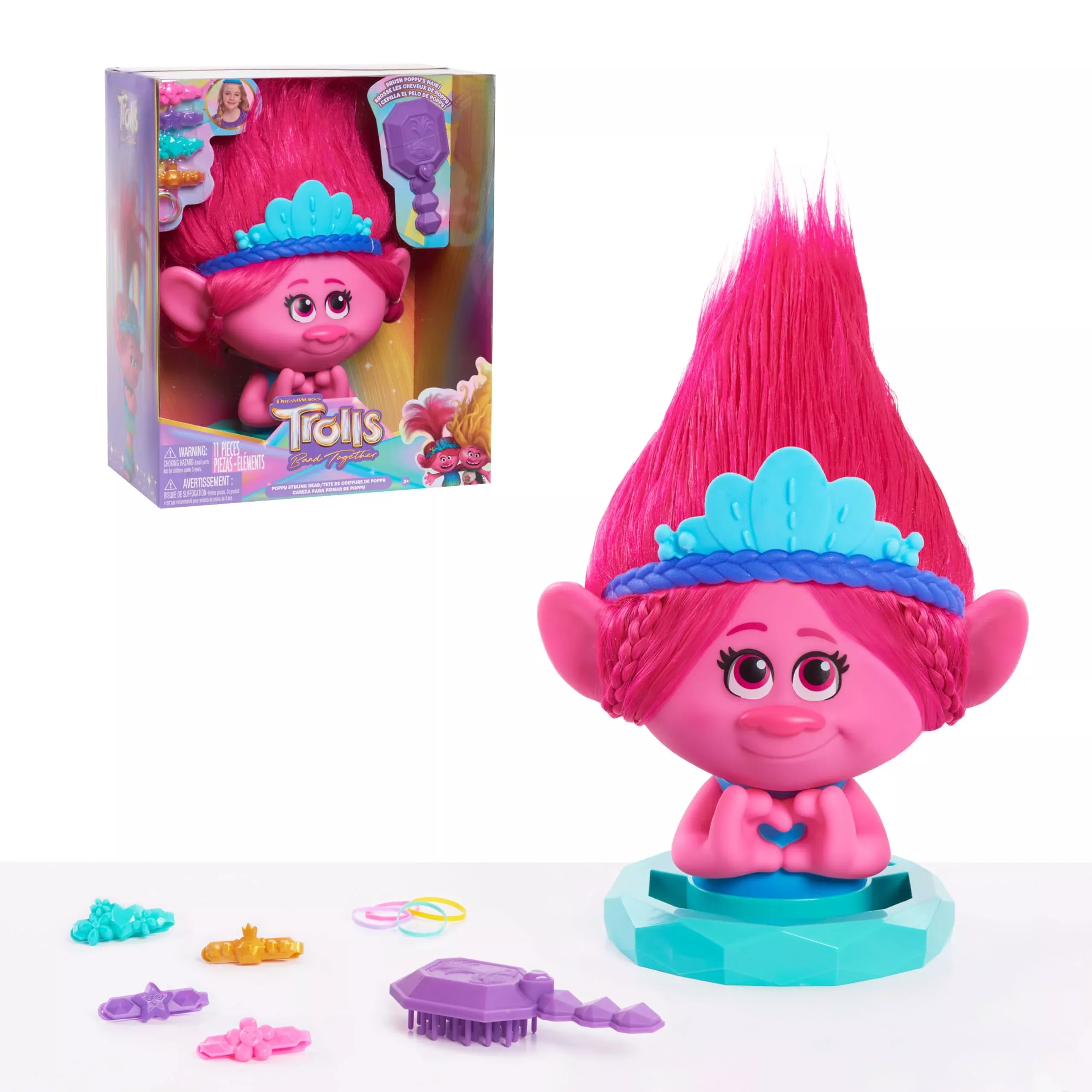 DREAMWORKS TROLLS Poppy Styling Head 12" Pink Kids Toy Medium