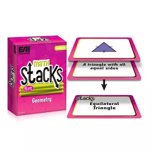 EAI Education Math Stacks Geometry Game for Grades 6-8, 60 Cards