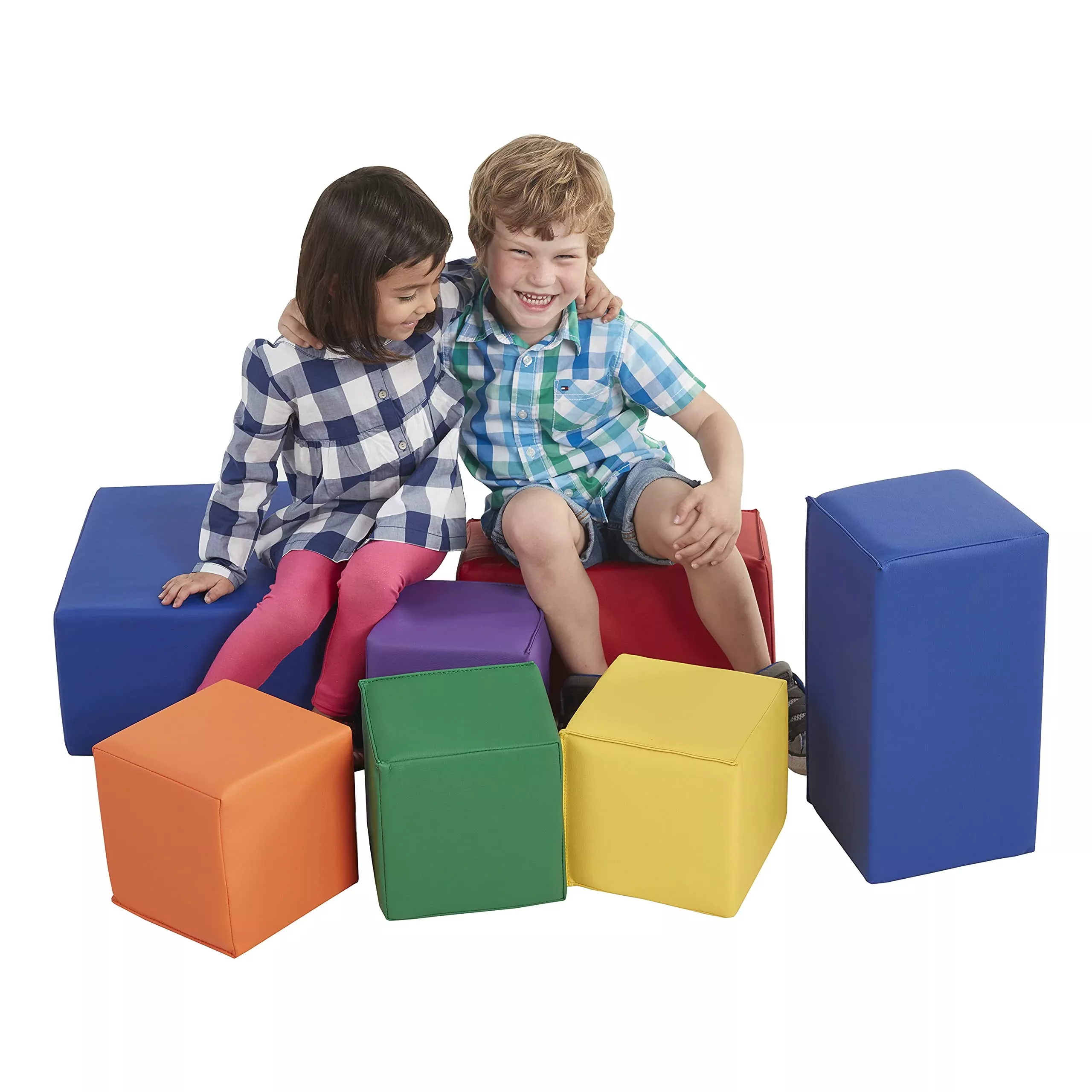 ECR4Kids Big Foam Building Blocks Set, Assorted Colors, 7 Pieces