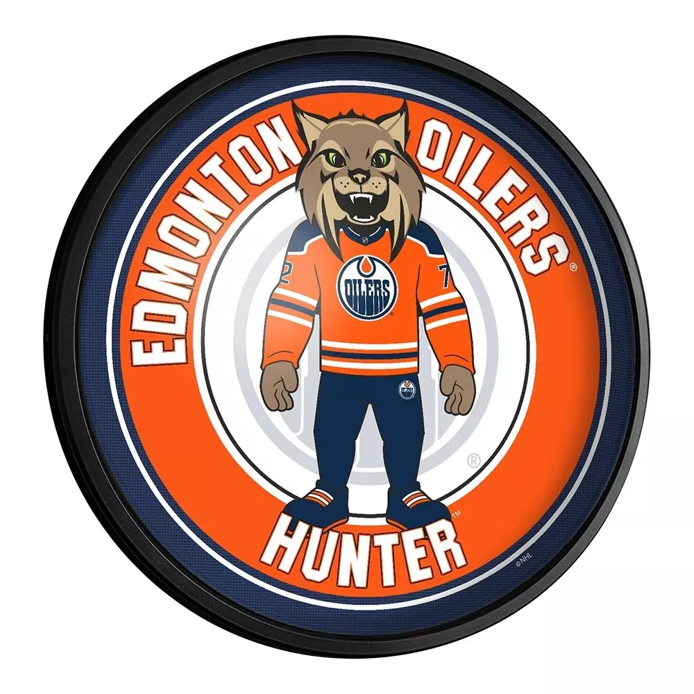 Edmonton Oilers: Hunter - Round Slimline Lighted Wall Sign