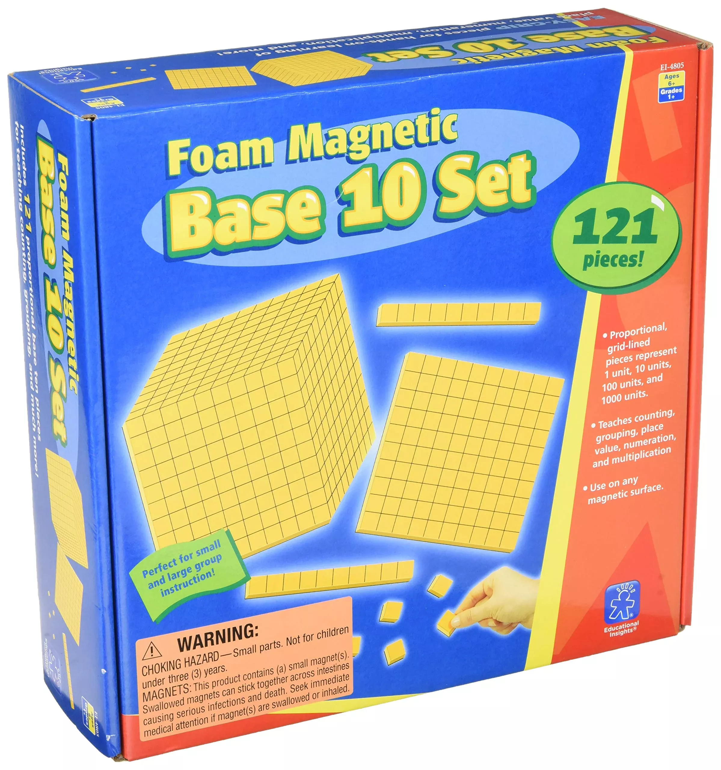 Educational Insights Foam Magnetic Counting Pieces Set - Blue, 121 pcs