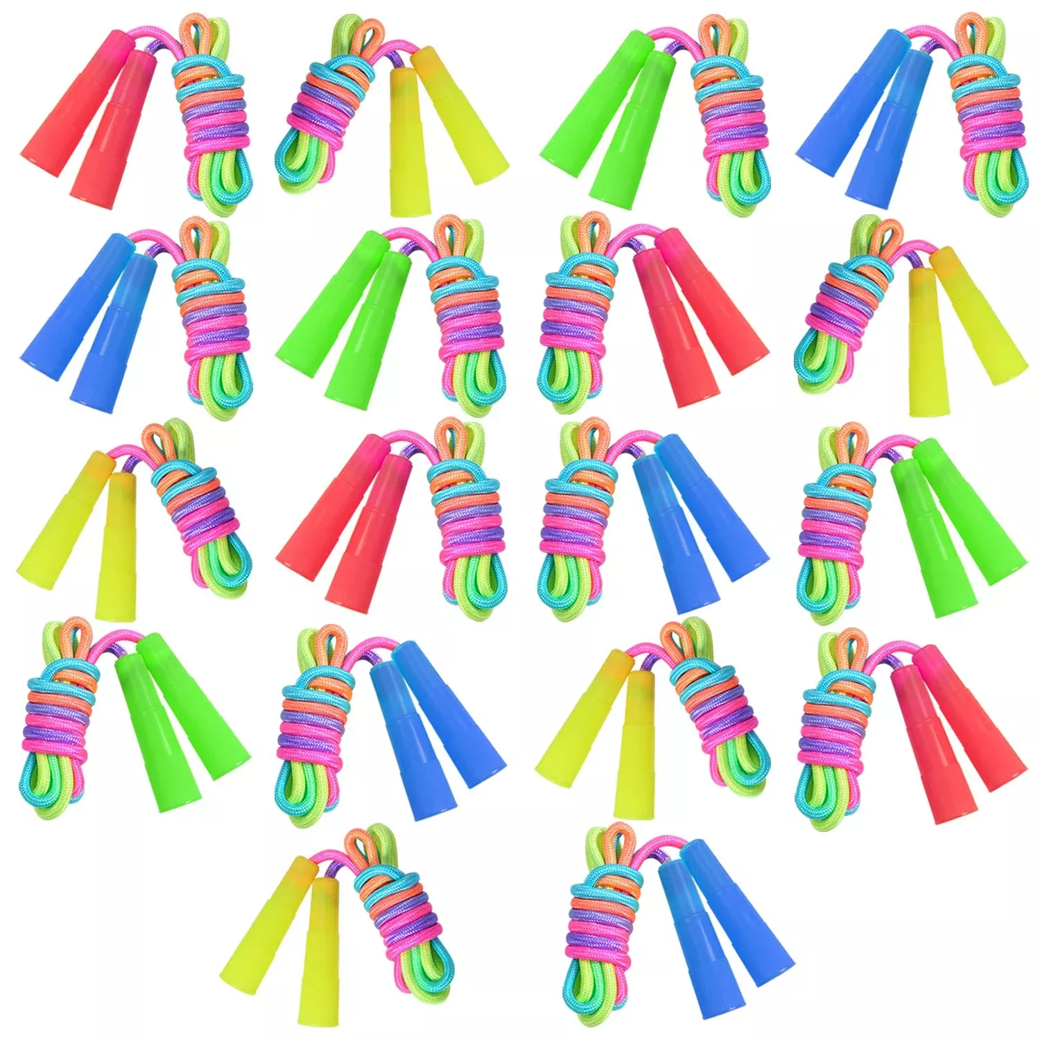 Elcoho Kids Rainbow Jump Ropes, 18 Pack, 7.2ft,