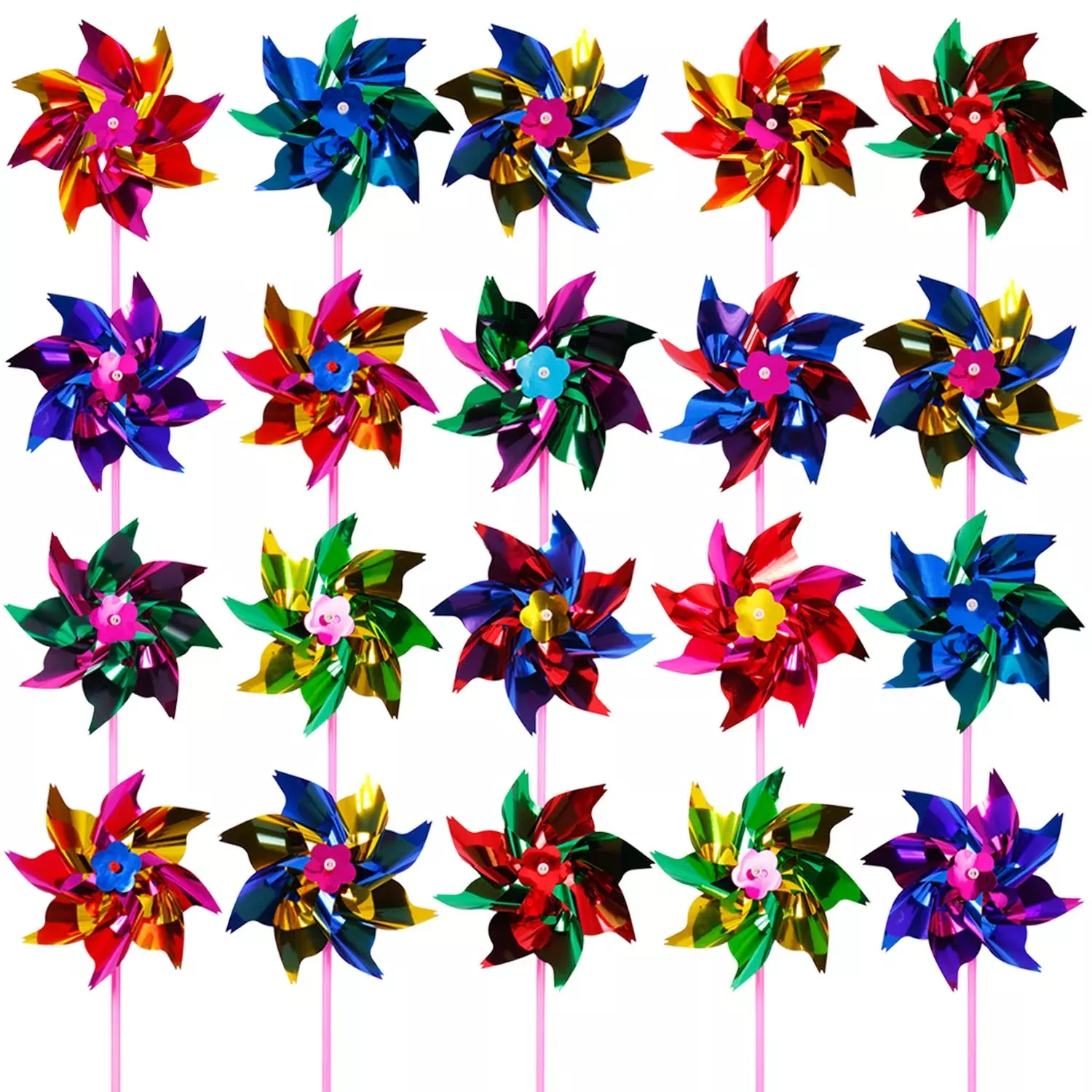 Elcoho Multicolored Plastic Rainbow Windmills 15x36.5cm,