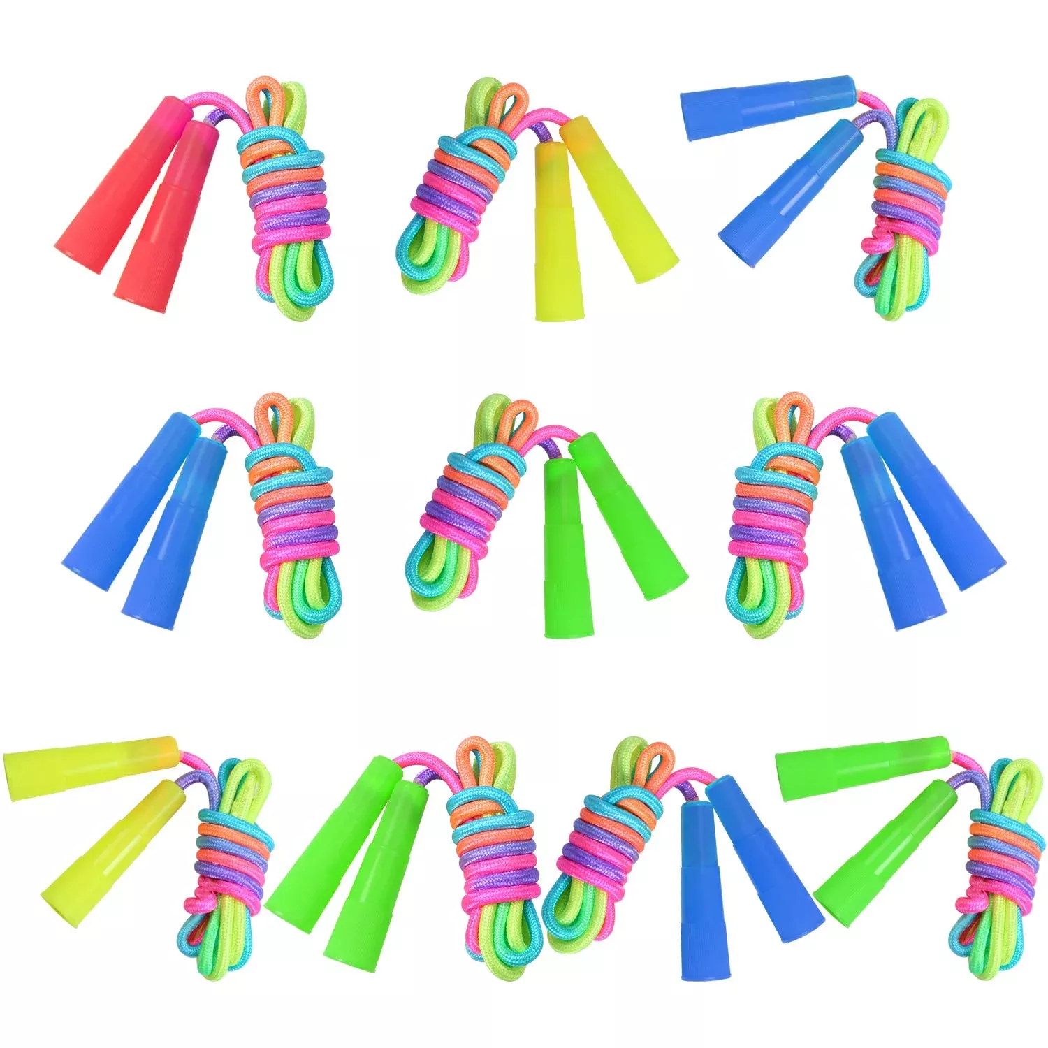 Elcoho Rainbow Jump Ropes for Kids, 7.2ft, Multicolor,