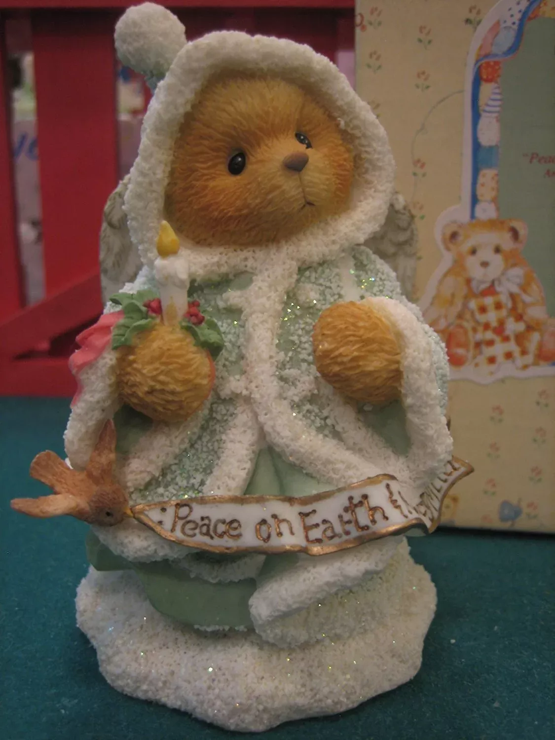 Enesco Cherished Teddies Bear in Angel Outfit - White, 1996