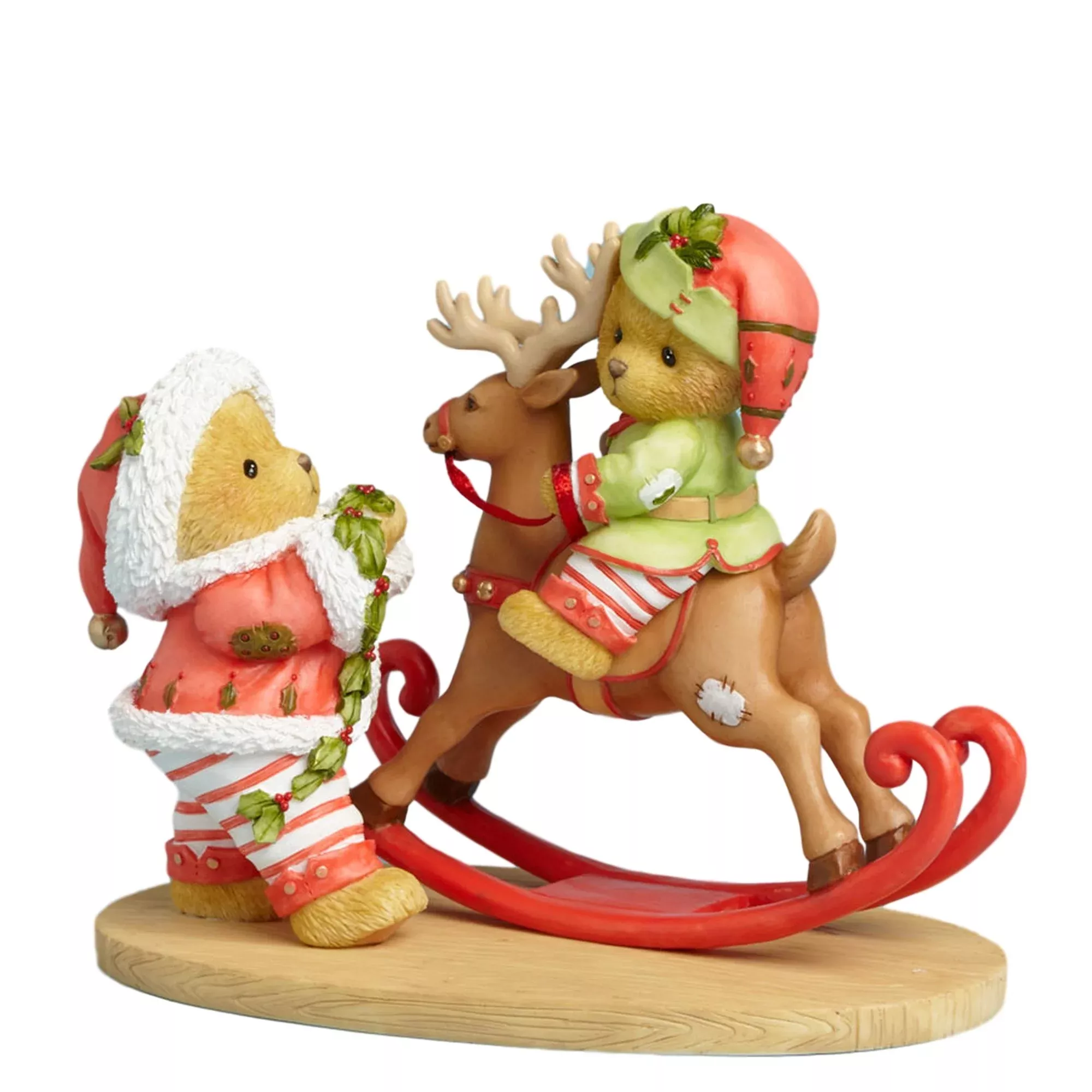 Enesco Cherished Teddies Jeffery and John 2014 Santa Workshop Red