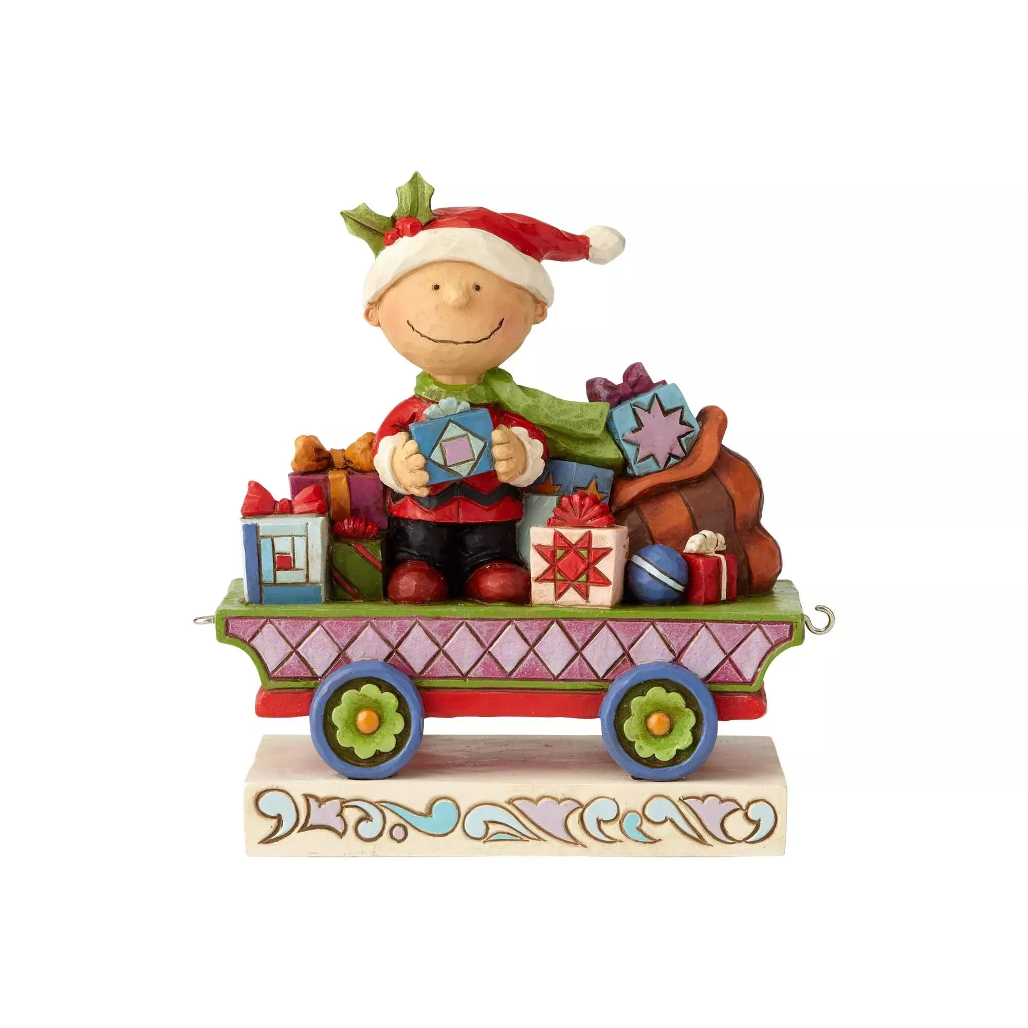 Enesco Peanuts Christmas Train Figurine Charlie Brown 4.72" Multicolor