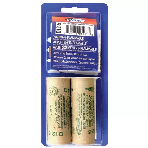 ESTES 1567 D12-5 Model Rocket Engine 2 Pack (Ships USPS Ground Only)