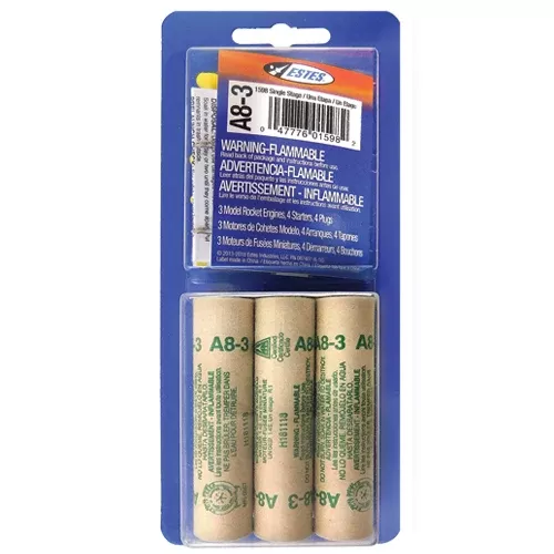 ESTES 1598 A8-3 Single Stage Model Rocket Engine 3 Pack (Ships USPS Ground Only)
