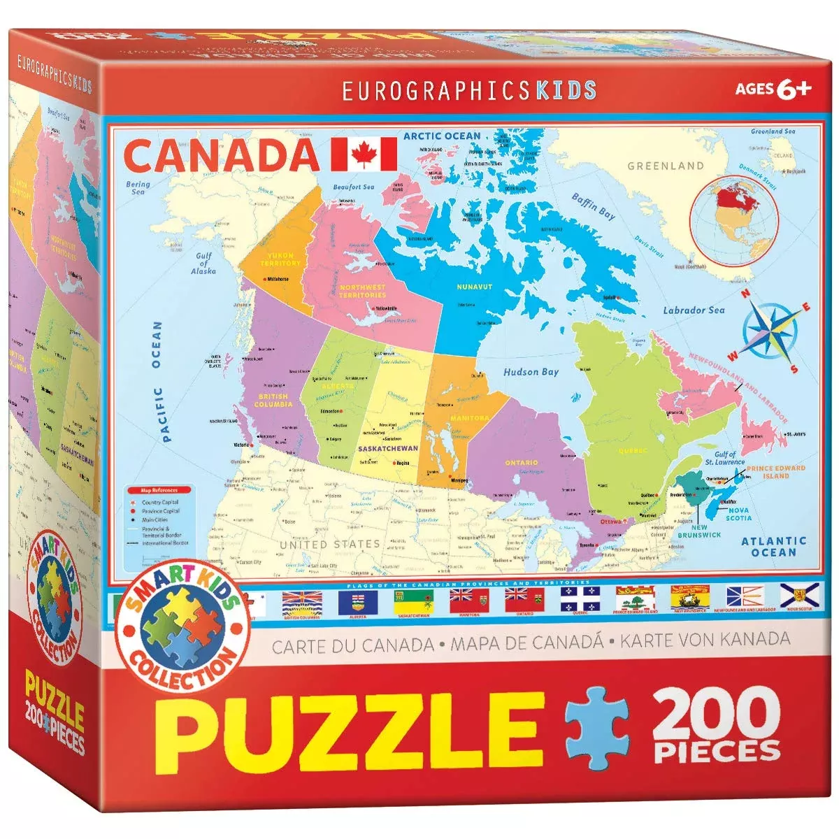 EuroGraphics 200-Piece Canada Map Puzzle, 13" x 19", Multi