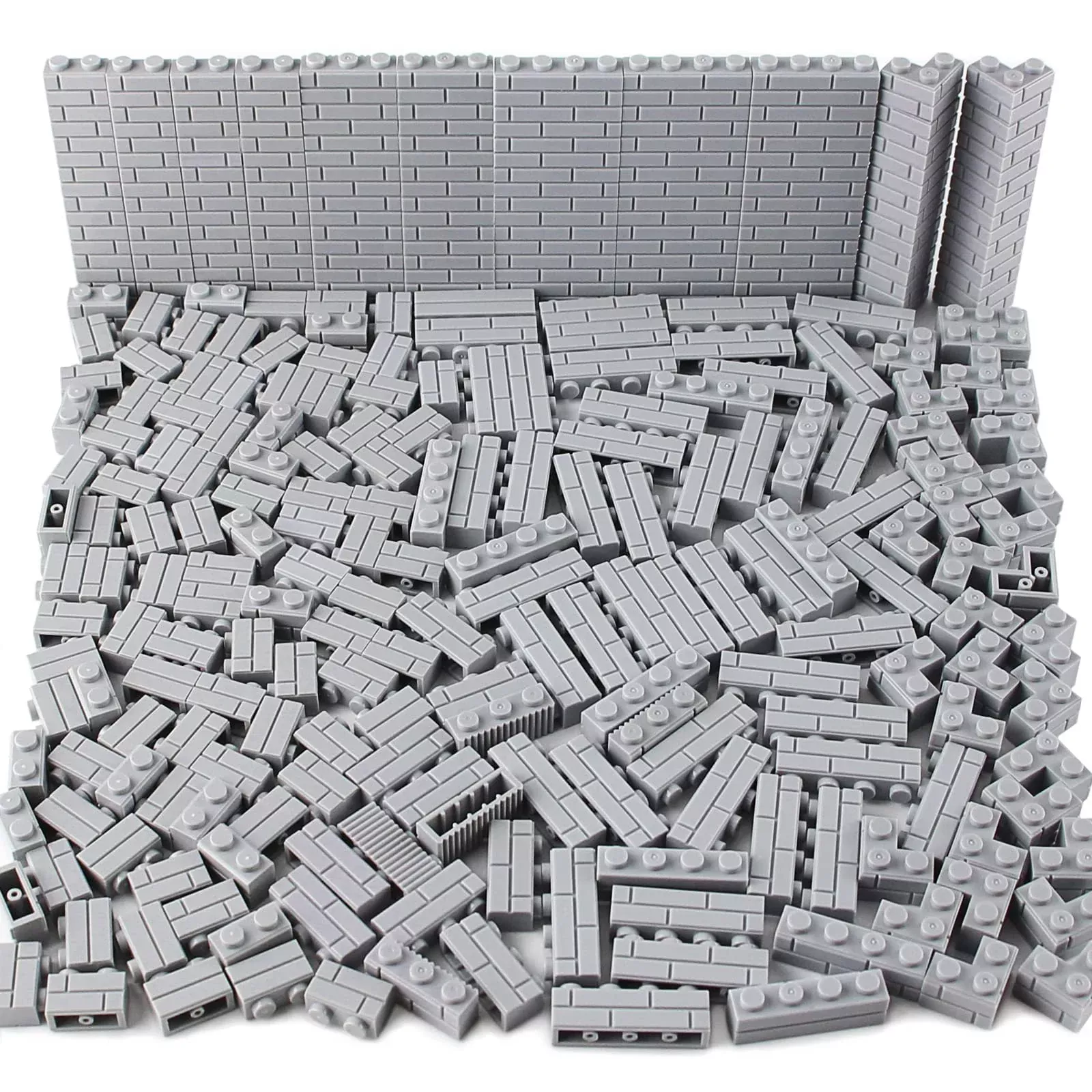Feleph 260 Pieces Masonry Profile Bricks Set Building Blocks For Wall Parts And Pieces Diverse Bulk Toy Kit Compatible With Major Brands (Gray)