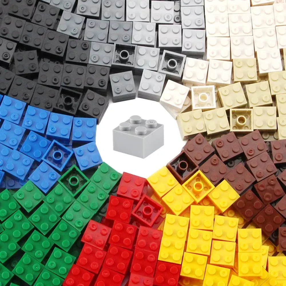 Feleph 2X2 Bricks 400 Pieces Multicolored Classic Parts Building Creative Play Blocks Set Toy Basic Accessories Compatible With 3003 Major Brick Brands (Multicolored)